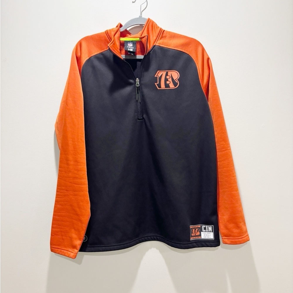 NFL Team Apparel Bengals Cincinnati Black/Orange Fleece Quarter-Zip Sweatshirt